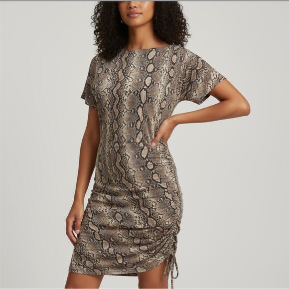 Michael Kors Snake Print Ruched Dress - Picture 1 of 12